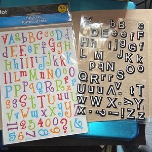 Alphabet stickers planner 2 packs seen colorful black a b c d  black glitter red